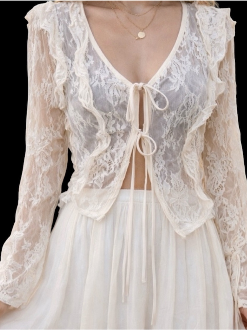 Lace ruffle cardigan